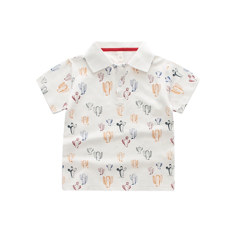 ÁO POLO COTTON BÉ TRAI 11-30KG HOA VĂN CACTUS
