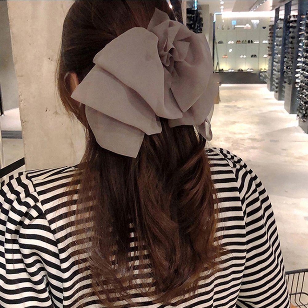 NICKOLAS Kẹp Tóc Đính Nơ Lưới Màu Sắc Đơn Giản Phong Cách Retro Dành Cho Nữ