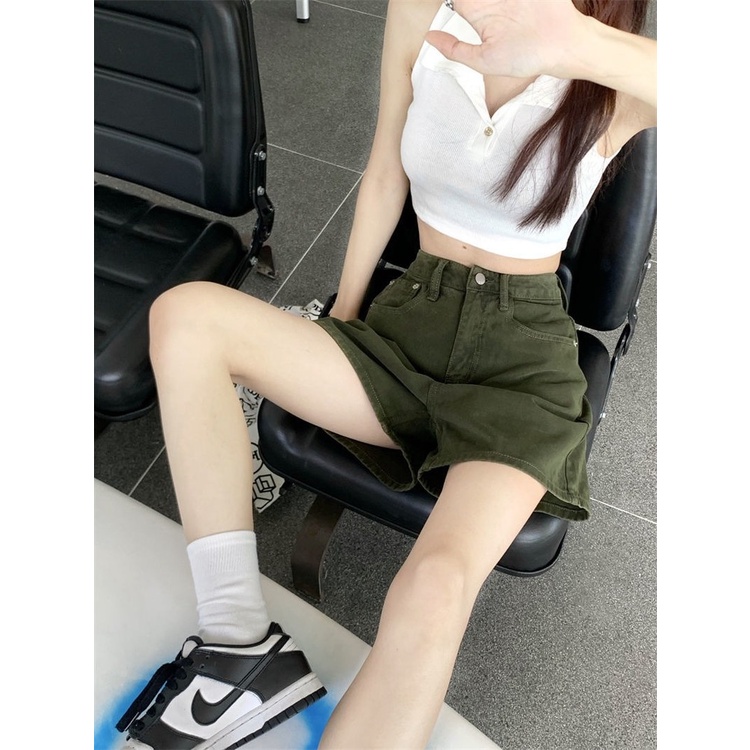 Quần Short Denim Mỏng Dáng Chữ A Lưng Cao Thời Trang Mùa Hè Hàn Quốc Mới 2022 Cho Nữ