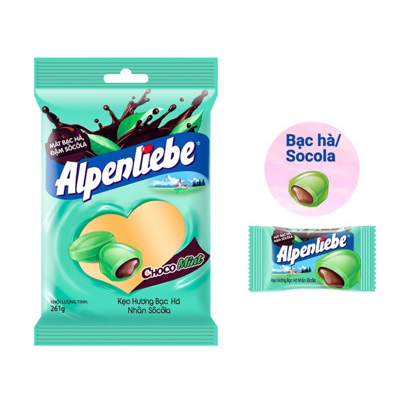KẸO ALPENLIEBE BẠC HÀ NHÂN SOCOLA 261G (90 VIÊN)