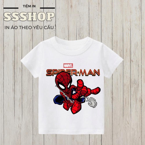 Áo thun bé trai in hình NGƯỜI NHỆN SPIDER - MAN CHIBI siêu cute, chất liệu cotton thoáng mát, hình in không bong tróc