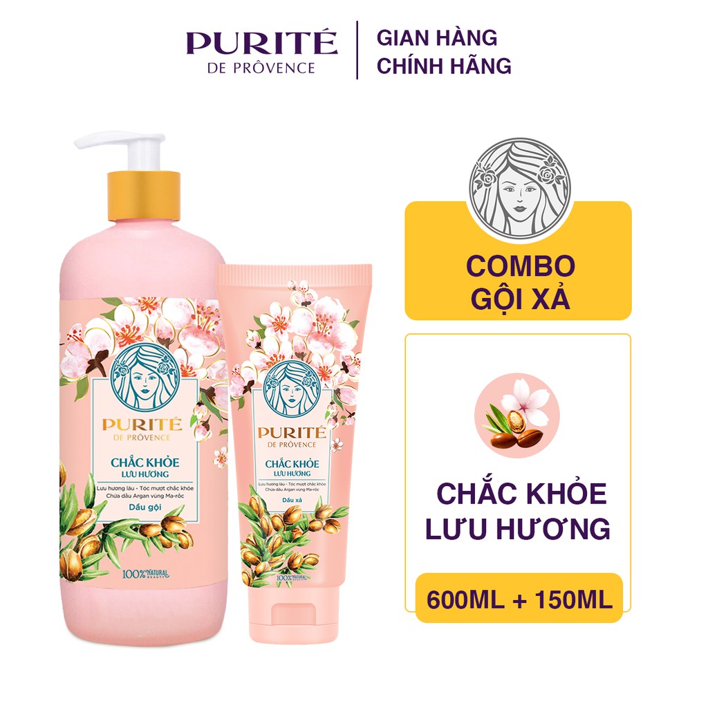 Combo Dầu Gội Purité Chắc Khỏe Lưu Hương 600ml + Dầu Xả Purité Chắc Khỏe Lưu Hương 150ml