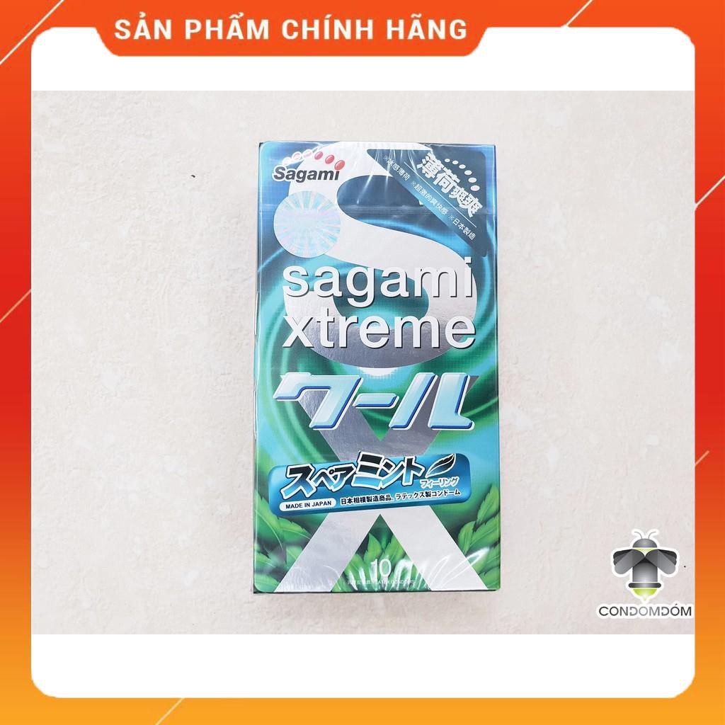 hộp 10c Bao cao su Sagami Xtreme Spearmint bạc hà mát lạnh