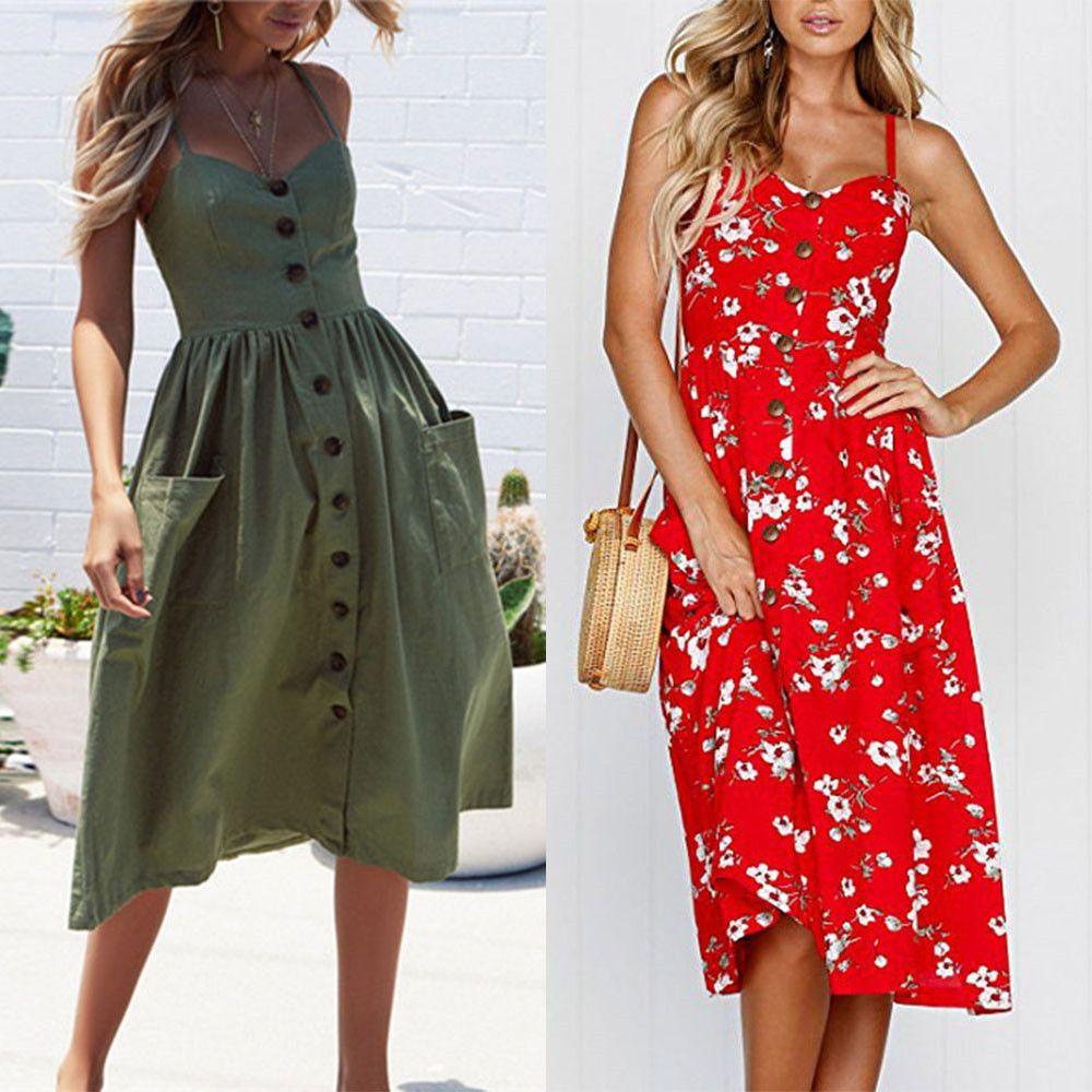 Đầm Hai Dây Họa Tiết Hoa Thời Trang Mùa Hè Cho Nữ
