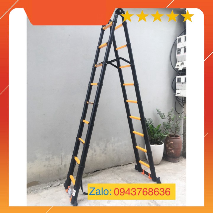 Thang nhôm rút đôi chữ A (2.5M+2.5M) - Sơn tĩnh điện