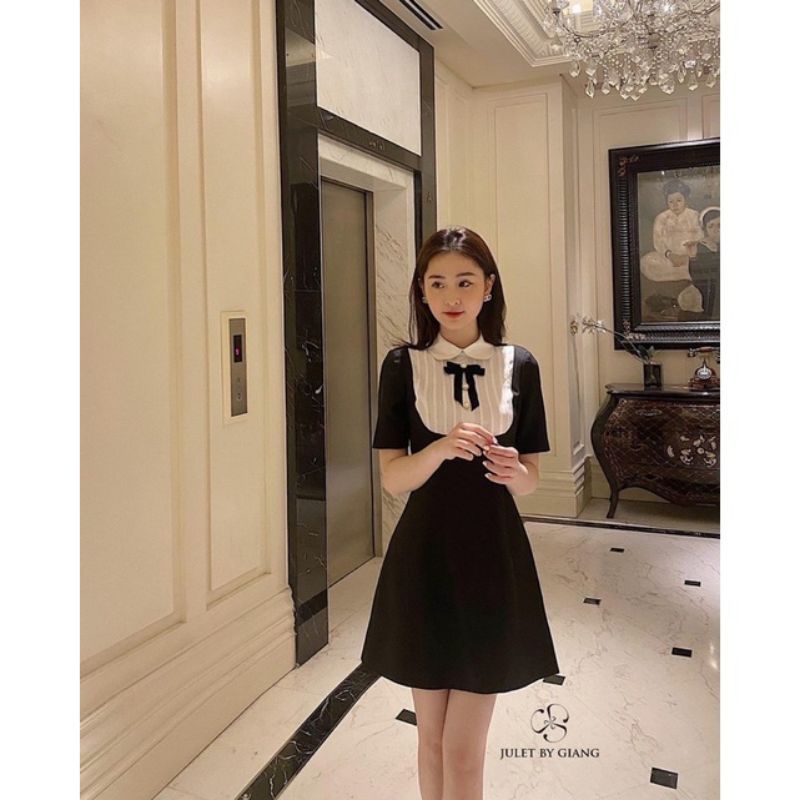 ĐẦN VÁY tiểu thư nhẹ nhàng tiểu thư kín đáo cổ sen kèm nơ liền thân đi làm đi chơi nhẹ nhàng tiểu thư kín đáo
