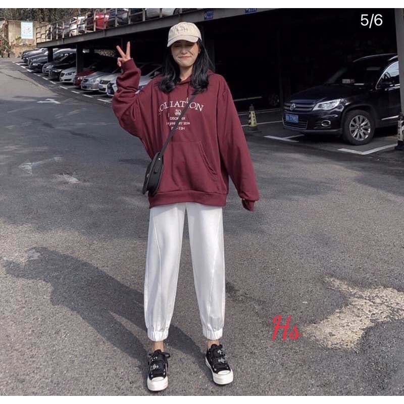 Áo hoodie soliat nữ - Áo Sweater nỉ in chữ màu đỏ đô form rộng phong cách Hàn Quốc MSP6662 | BigBuy360 - bigbuy360.vn