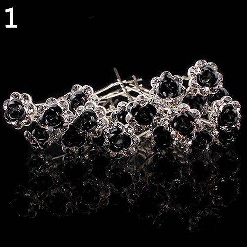 Set 5 trâm cài tóc hình hoa khảm đá sang trọng cho nữ