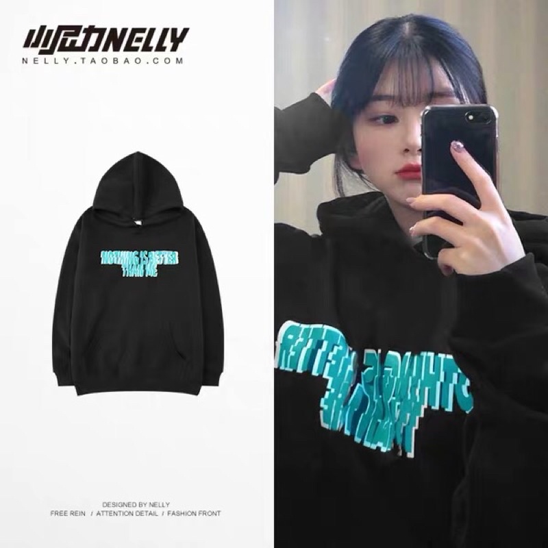 Áo hoodie nelly heybig nỉ lót lông (có sẵn) nothing is better than me
