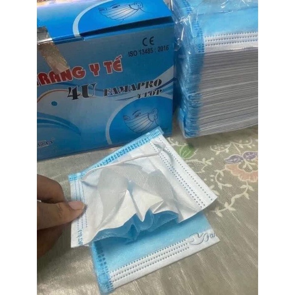 Khẩu trang 4U Famapro kháng khuẩn đủ màu. HỘP 50 CÁI