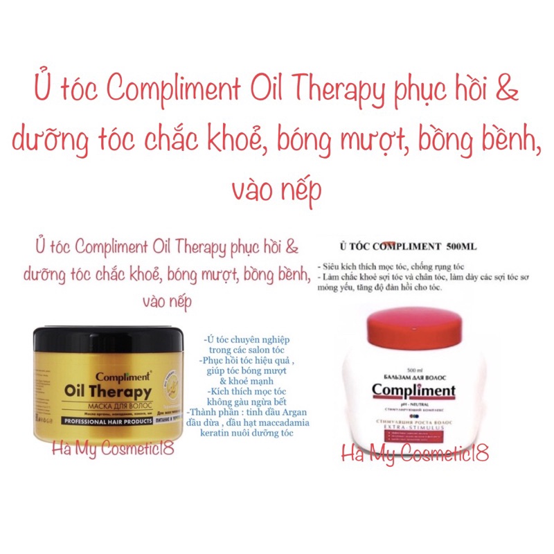 Ủ tóc Compliment Oil Therapy phục hồi &amp; dưỡng tóc chắc khoẻ, bóng mượt, bồng bềnh, vào nếp