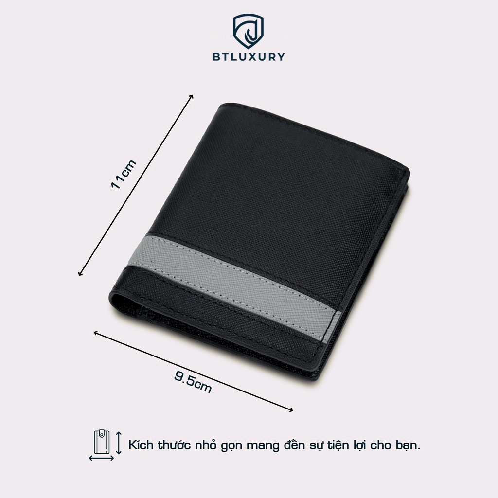 Ví nam đứng cao cấp COSMOS thiết kể trẻ trẻ trung chất liệu da bò safiano cao cấp thương hiệu BTLUXURY