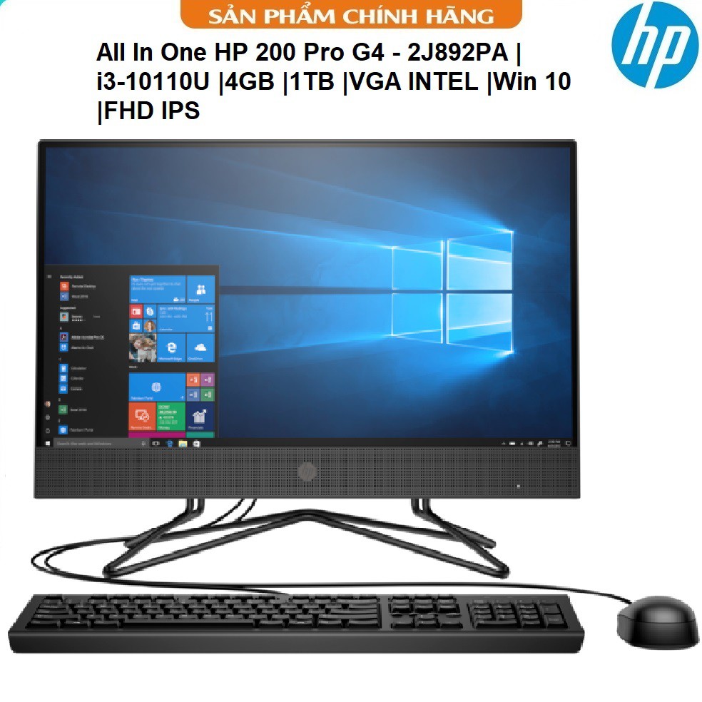 Máy Tính Để Bàn All In One HP 200 Pro G4-2J892PA|Core i3-10110U|4G|1T|VGA|W10|FHD IPS