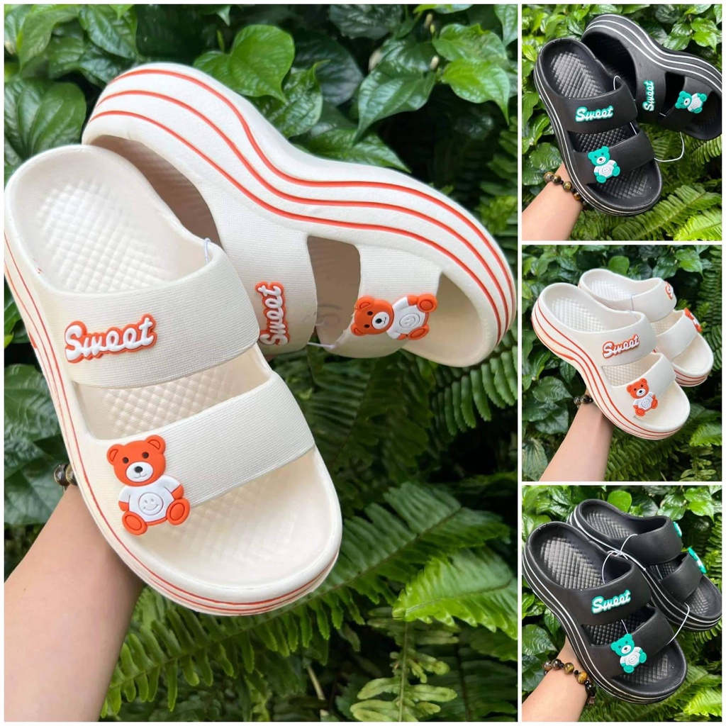Dép đúc nguyên khối 2 quai đế cao 5cm chọn tăng 1 size