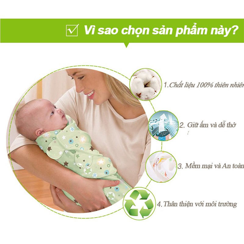 Khăn quấn bé sơ sinh hình kén mùa hè Swaddle Me, Ủ kén Cotton, chăn quấn bé