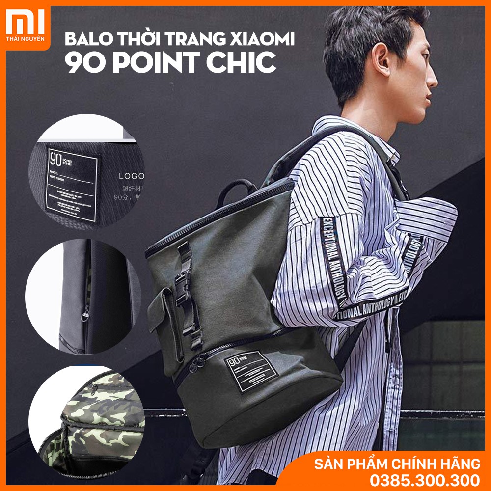 Balo Xiaomi thời trang 90 Point Chic lớp canvas ngăn bạc màu