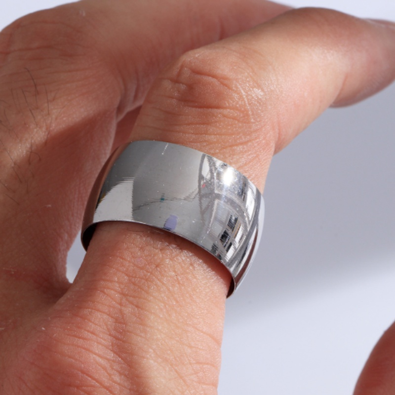 Nhẫn Thép Titan Siêu Rộng 12mm Phong Cách Đơn Giản Sáng Tạo Mới Cho Nam Và Nữ