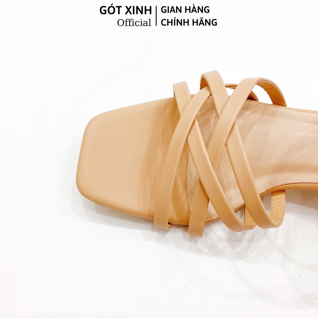 Giày sandal cao gót nữ GÓT XINH GD8 da mềm trụ vuông cao 3cm