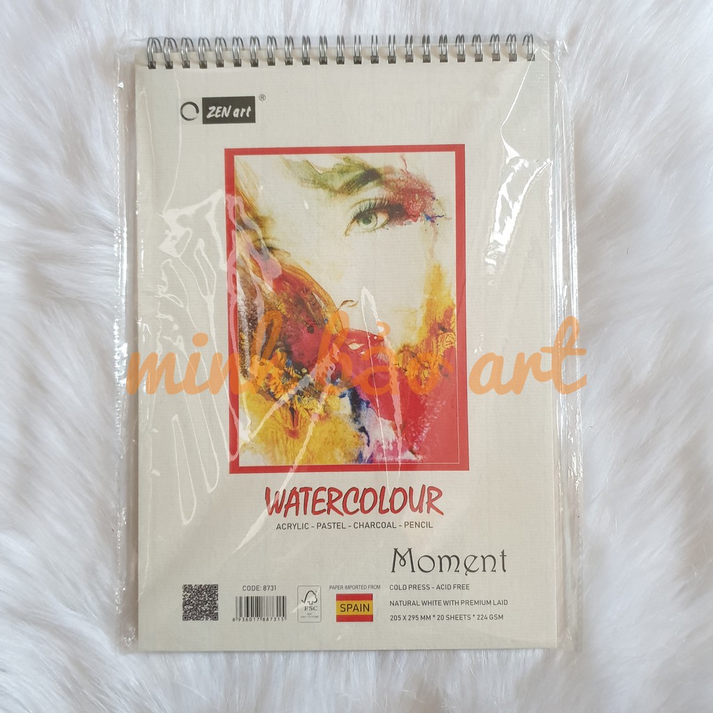 SỔ VẼ MÀU MƯỚC CAO CẤP ZEN ART MOMENT VÂN COLD (20 TỜ, 224 GSM - GIẤY NHẬP KHẨU TÂY BAN NHA)