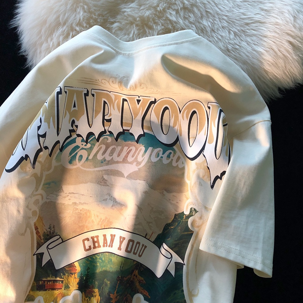 NRVP Áo Thun Mùa Hè Tay Cộc Oversize In Họa Tiết Phong Cách Hàn Quốc Cho Nam / Nữ