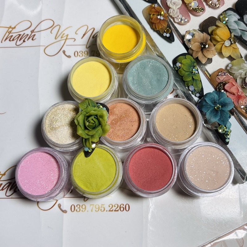 Bột Mỹ Chuyên Đắp Móng Nặn Hoa, Sét 10 Hũ Bột Mỹ Lì Siêu Mịn [Thanh Vy Nail]