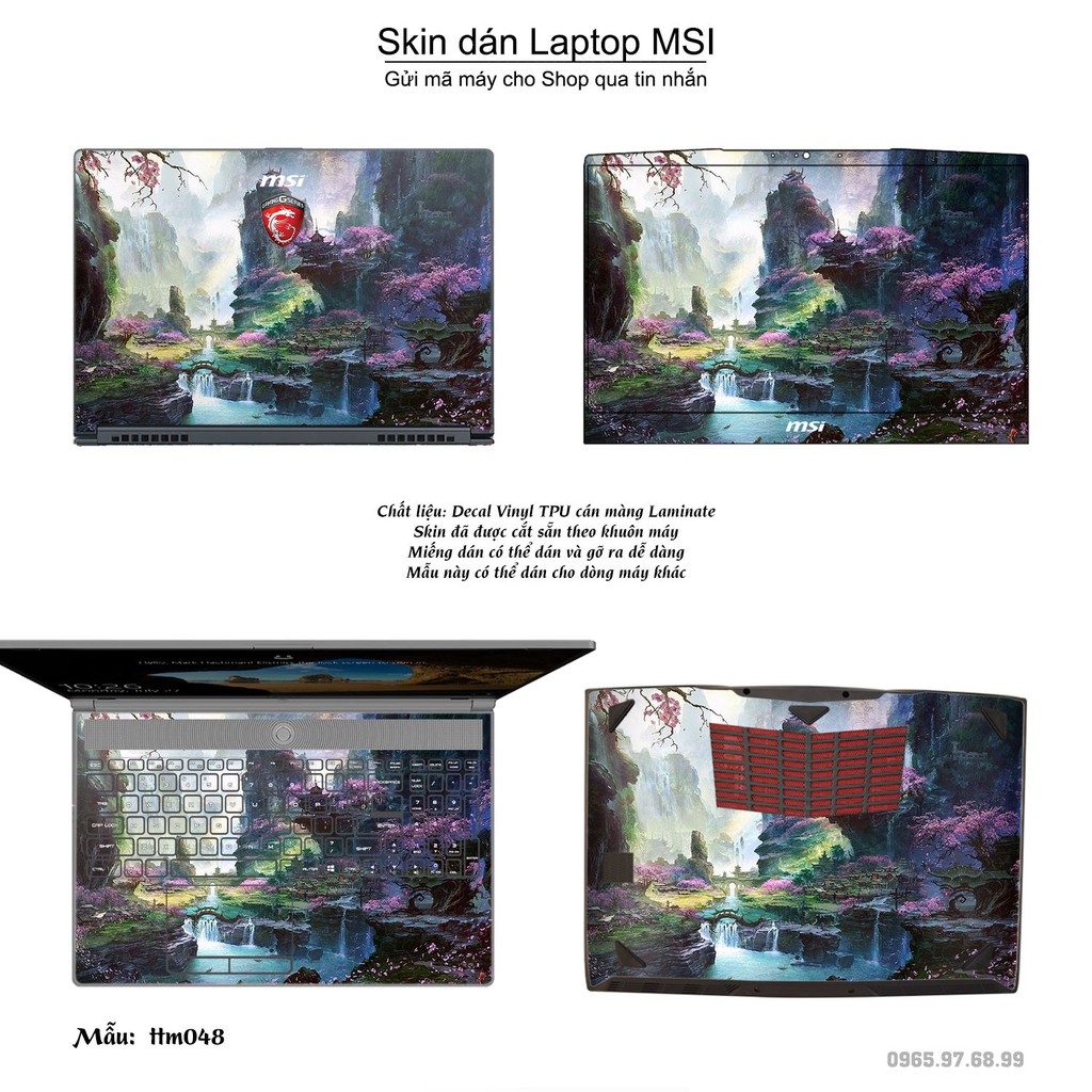 Skin dán Laptop MSI in hình Tranh thủy mặc _nhiều mẫu 2 (inbox mã máy cho Shop)