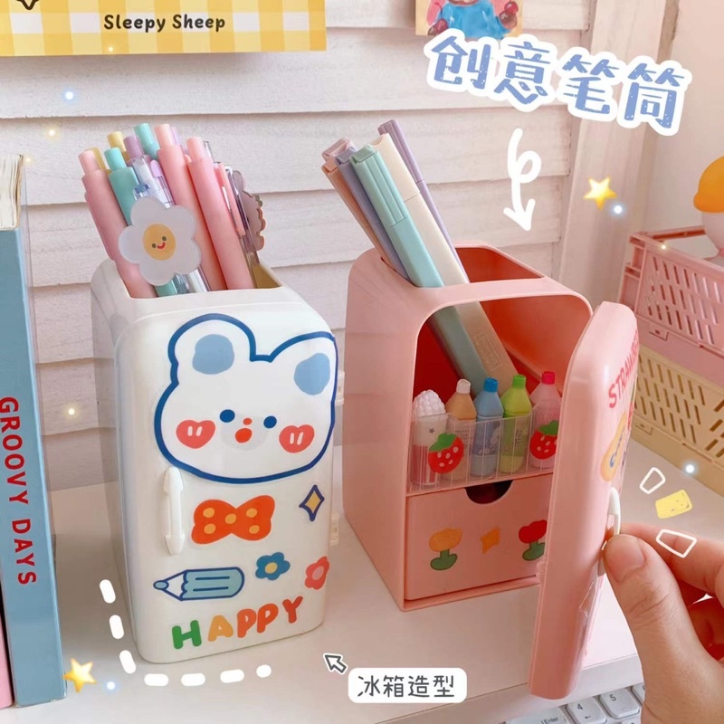 Ống Cắm Bút Hình Tủ Lạnh Có Tay Cầm Và Ngăn Kéo