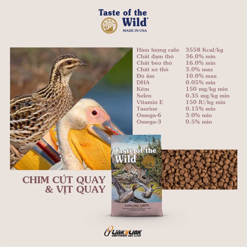 Thức Ăn Hạt Cho Mèo - Taste Of The Wild - Thức Ăn Cho Mèo Con Bao 500g & 2kg Hỗ Trợ Mượt Lông, Tiêu Búi Lông