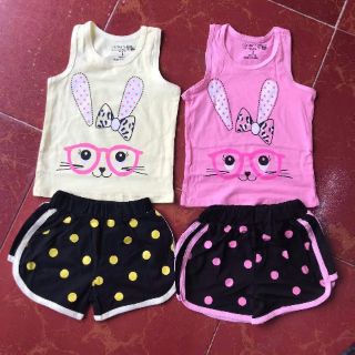Bộ quần áo cotton thun lạnh đẹp cho bé gái, bộ đồ cho bé gái