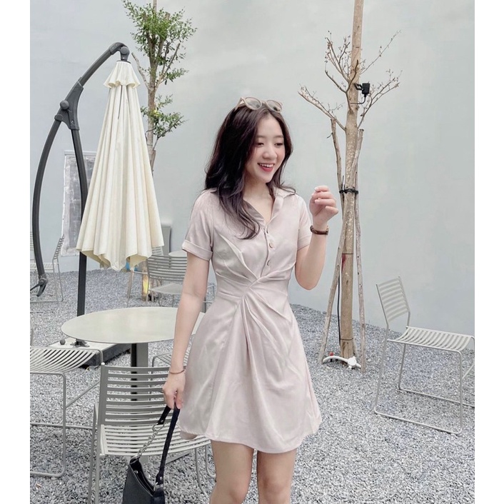 Váy Sơ Mi LI EO LỆCH HÔNG 3 Màu BabyDoll Siêu Xinh (Đầm bigsize) (VA124)