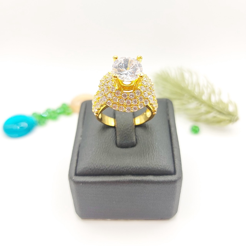 Nhẫn nữ đính xoàn mạ vàng 18k xuping 040R170522 Tròn - Bao đổi trả trong 07 ngày