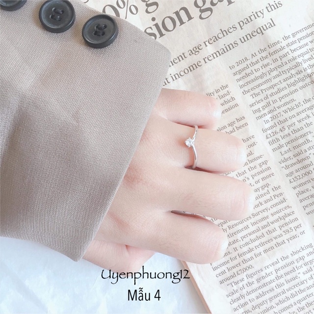Nhẫn nữ SIZE NHỎ, chỉnh size từ 16-17mm , nhẫn tim đá tiên cá đổi màu