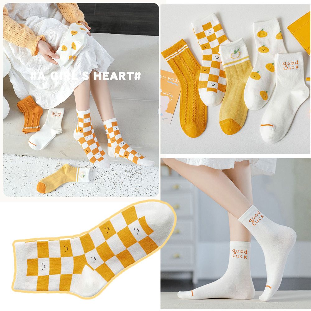 Đôi vớ cotton thấm hút mồ hôi thoáng khí họa tiết kẻ sọc màu cam thời trang cho nữ
