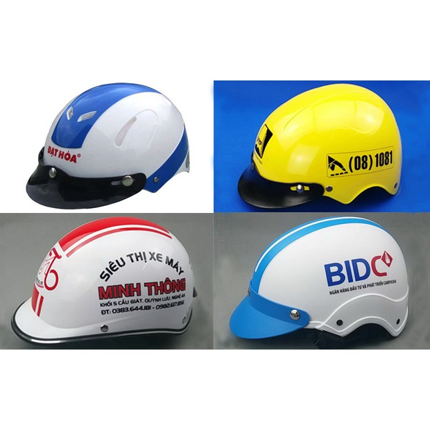 Nón bảo hiểm in logo quảng cáo theo yêu cầu