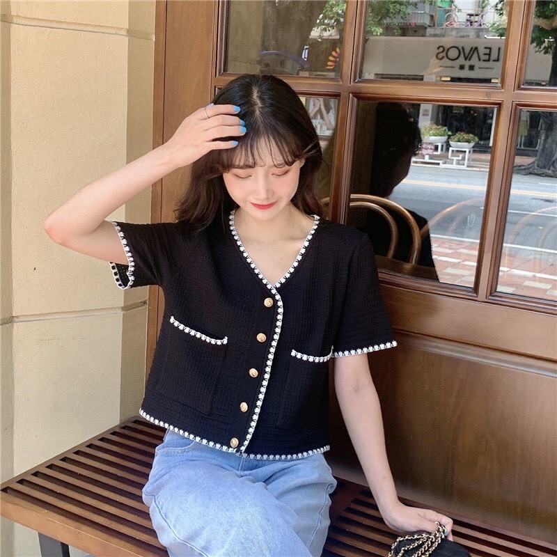 Áo Cardigan croptop Cổ v ulzzang, Áo kiểu len tăm mịn siêu xinh phong cách Hàn Quốc C60 - LaNa | BigBuy360 - bigbuy360.vn