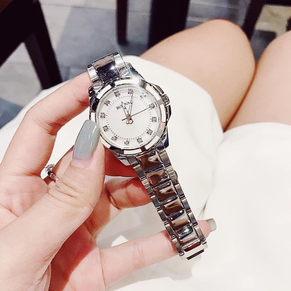 Đồng hồ nữ Bulova 96P144 tông màu silver mix trắng