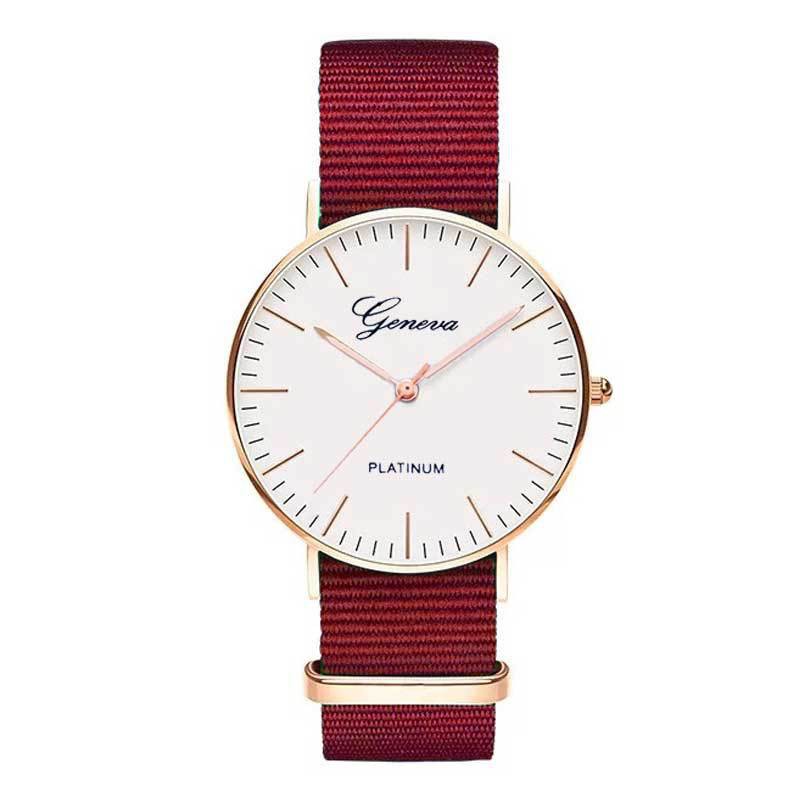 Đồng hồ thời trang Unisex (nam-nữ) dây vải NATO đơn sắc GENEVA GE002 (đường kính mặt: 40 mm)
