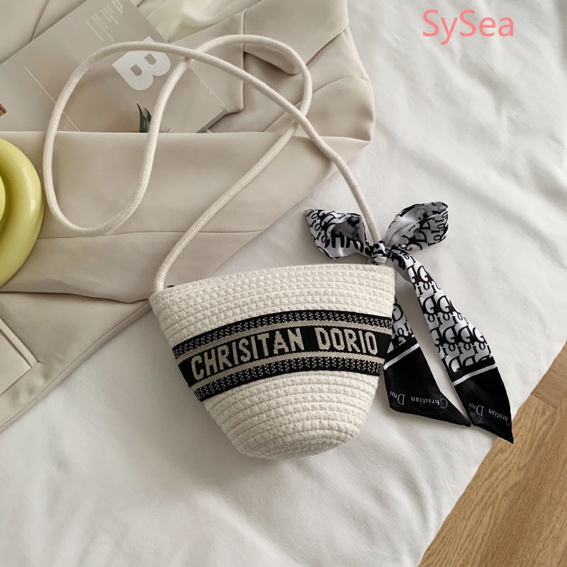 Túi Xách Bucket Mini In Chữ Phong Cách Pháp Thời Trang Mùa Hè Cho Nữ