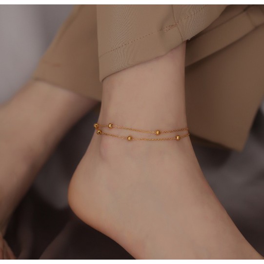 Lắc chân thời trang titan bi dây đôi TT6214 | BigBuy360 - bigbuy360.vn