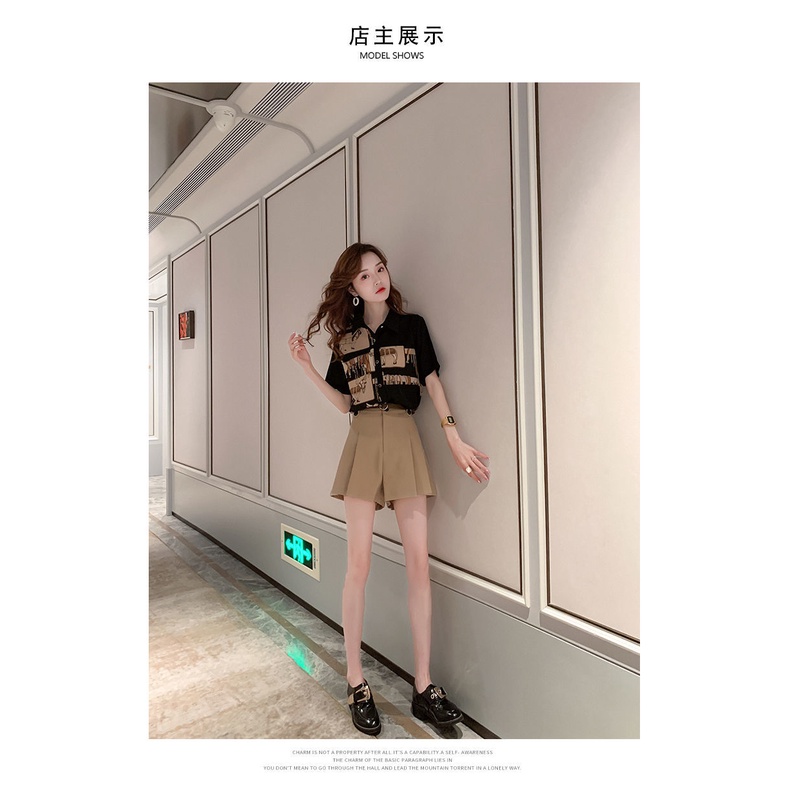 Short sleeve women's printed shirt 2022 new summer top women's Design Hong Kong style shirt women's Retro Hong Kong Style