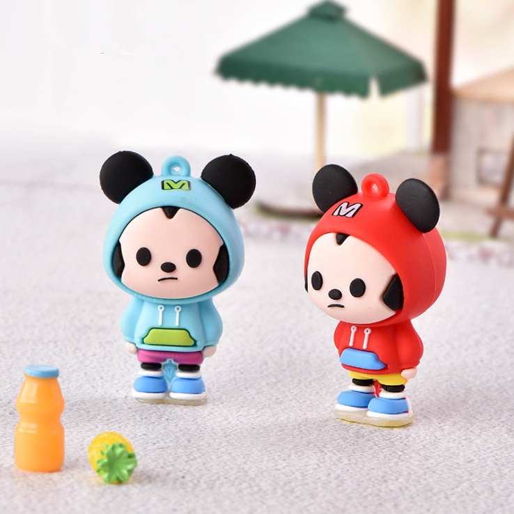 Mô hình Mickey mặc áo Hoodie cho các bạn trang trí tiểu cảnh, dán Jibbitz, làm móc khóa, DIY