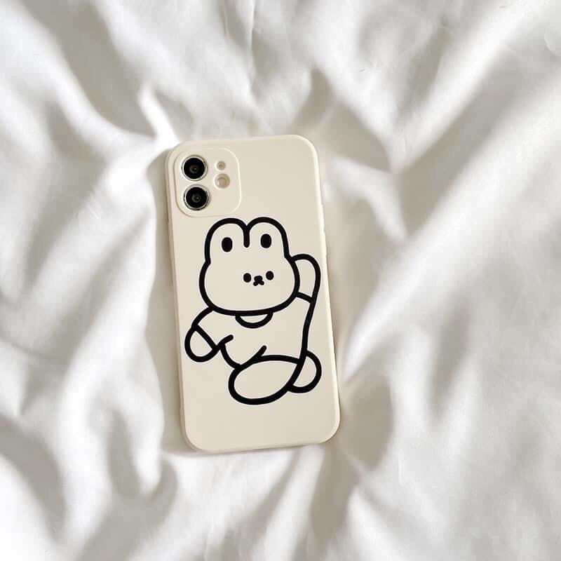 Ốp lưng hình thỏ gấu tedy đơn giản cute cạnh vuông giả ip12 5/5s/6/6plus/6s/7/7plus/8/8plus/x/xr/xs/11/12/pro/ma
