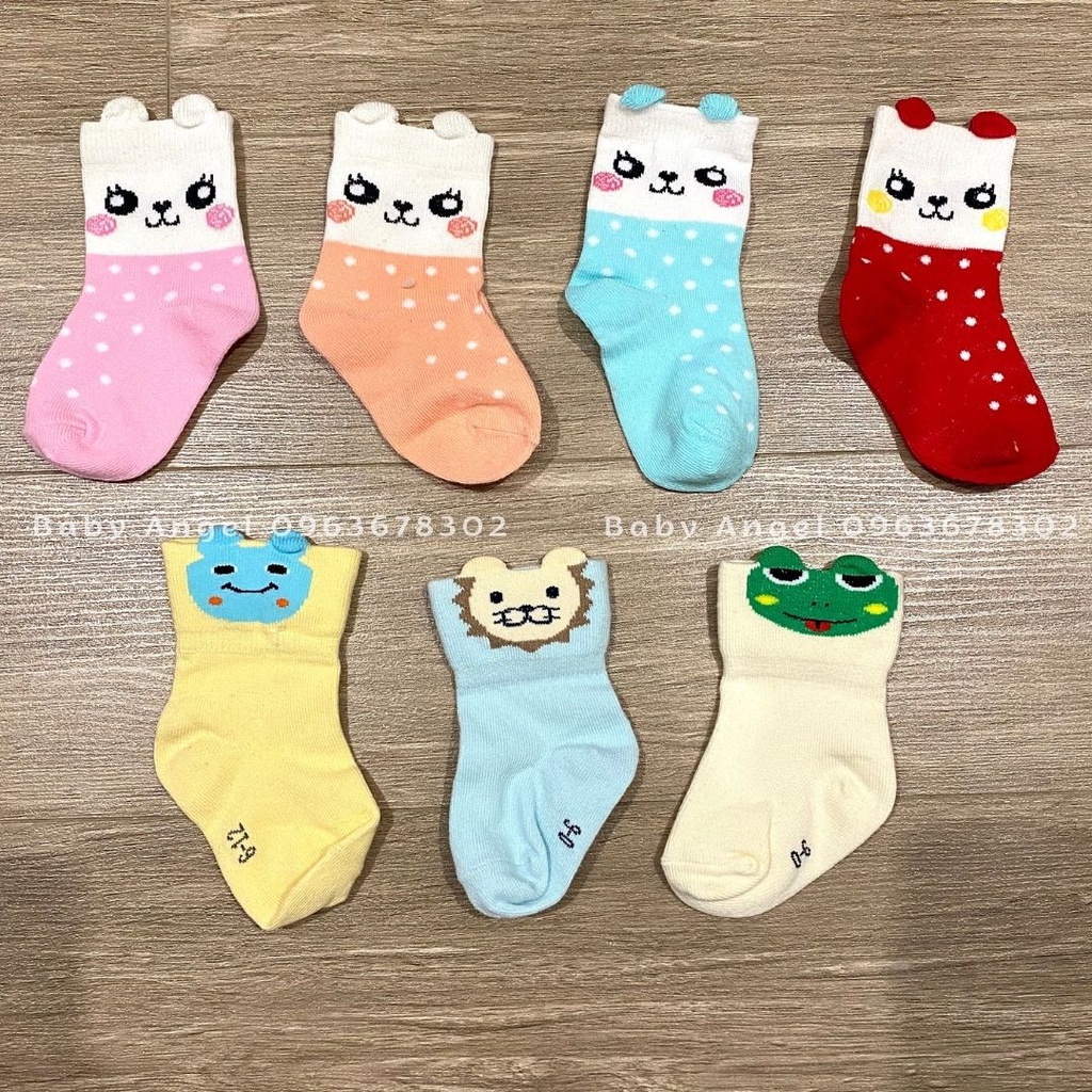 Lẻ 1 đôi tất dày họa tiết thú dễ thương cho bé, 100% cotton mềm mại