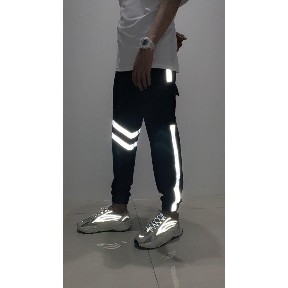 Quần Jogger Phản Quang Túi Da Thể Thao Nam Nữ