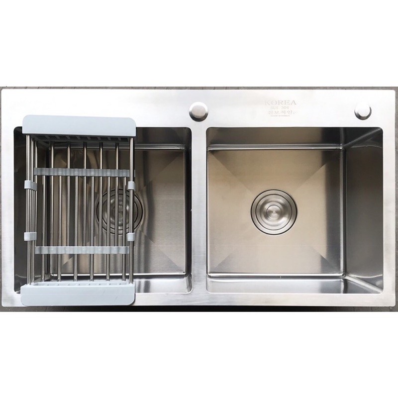 Chậu 2 hố rửa bát inox 304 chống ồn