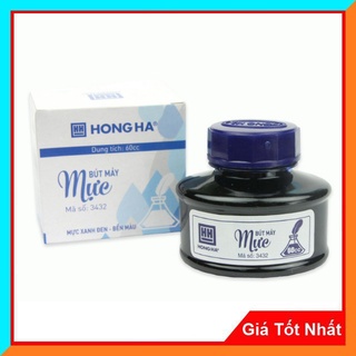 Mực Viết Bút Máy Hồng Hà Xanh Đen Viết Khô Nhanh - Không Cặn - Không Nhòe - Phù Hợp Với Các Loại Bút Máy