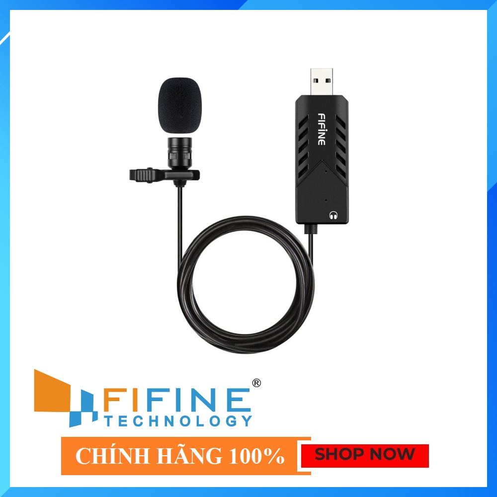 FIFINE K053 - HÀNG CHÍNH HÃNG - Mic thu âm cài áo có dây dành cho Máy tính cổng USB