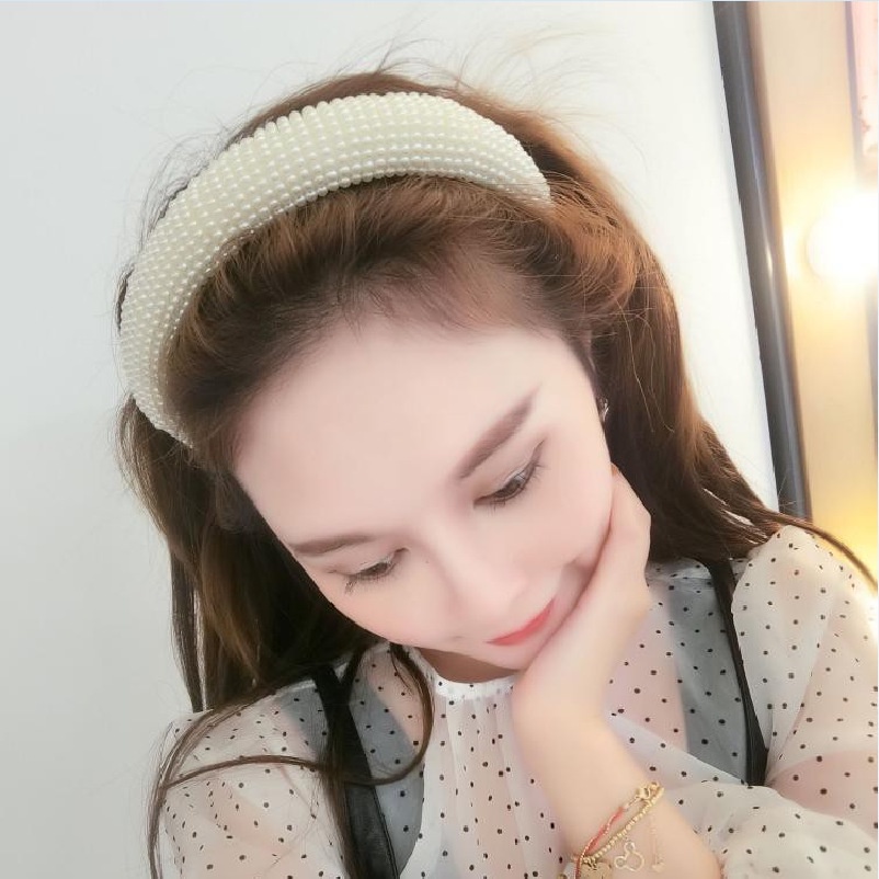 Vương Miện Đội Đầu Đính Ngọc Trai Giả Màu Trắng Toàn Diện Cho Cô Dâu