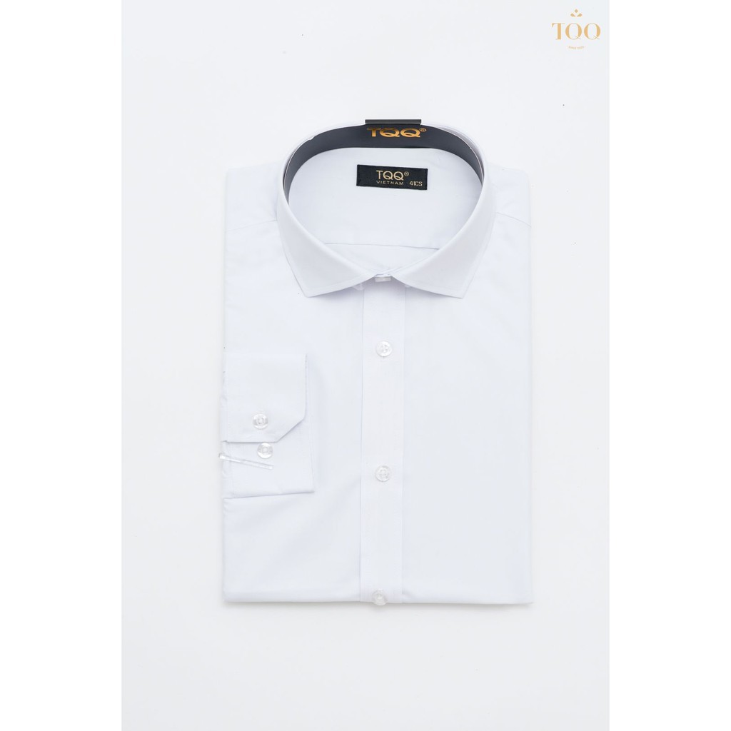 Áo sơ mi nam dài tay TQQ chất sồi màu trắng trơn M001CS | BigBuy360 - bigbuy360.vn