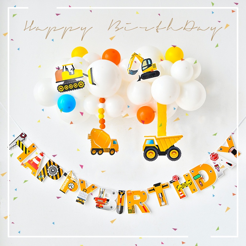 Set trang trí sinh nhật Handmade tone INS, bộ bóng sinh nhật trang trí tại nhà cực đơn giản, CK y hình (Tặng Bơm + Keo)